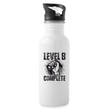 Level 8 Complete Birthday Gift 8 Years Gamer - Water bottle with straw - white - Right