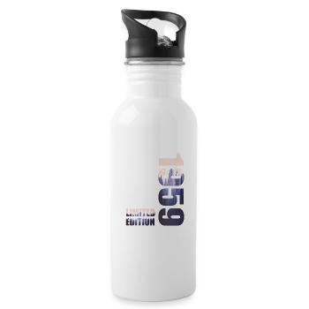1959. Limited Edition T-Shirt Birthday Idea - Water bottle with straw - white - Right
