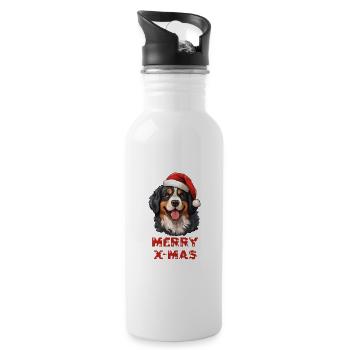 Berner Sennenhund X-Mas - Trinkflasche mit integriertem Trinkhalm - Weiß - Rechts