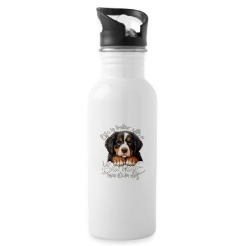 Bernese mountain dog - Water bottle with straw - white - Right