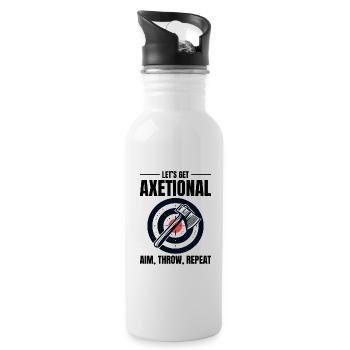 axetional axt werfen bullseye zielen wurf wiederholung - Trinkflasche mit integriertem Trinkhalm - Weiß - Rechts