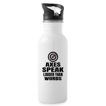 Äxte sagen lauter als Worte Axtwerfen - Trinkflasche mit integriertem Trinkhalm - Weiß - Rechts