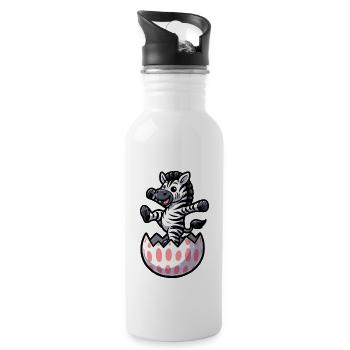 Ostern Zebra Comic Osterei - Trinkflasche mit integriertem Trinkhalm - Weiß - Rechts