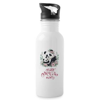 Meilleure maman jamais Panda amant Couronne florale I maman - Gourde avec paille intégrée - blanc - Droite