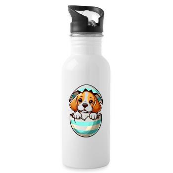 Buntes Beagle-Hund Osterei Schlüpf Design - Trinkflasche mit integriertem Trinkhalm - Weiß - Rechts