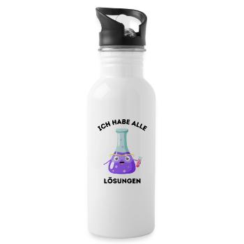 Ich habe alle Lösungen - Reagenzglas Chemie - Trinkflasche mit integriertem Trinkhalm - Weiß - Rechts