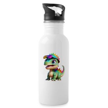 Dinosaure - Gourde avec paille intégrée - blanc - Droite
