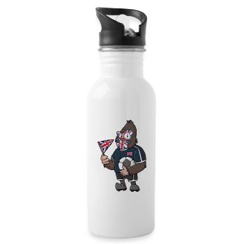 Britischer Gorilla - Trinkflasche mit integriertem Trinkhalm - Weiß - Rechts