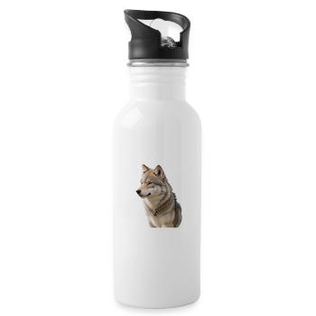 Wolf - Trinkflasche mit integriertem Trinkhalm - Weiß - Rechts