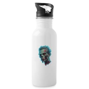 Zombie Woman Halloween - Water bottle with straw - white - Right