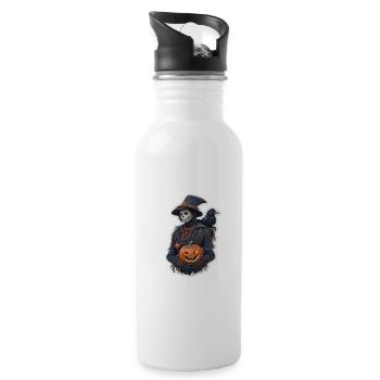 Vogelscheuche Halloween - Trinkflasche mit integriertem Trinkhalm - Weiß - Rechts