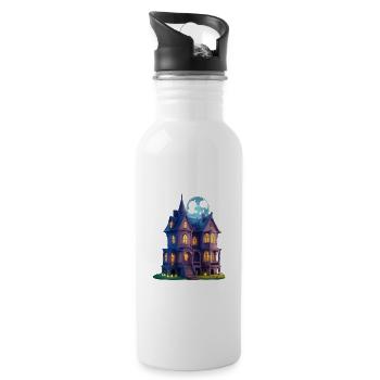 Gruselhaus - Trinkflasche mit integriertem Trinkhalm - Weiß - Rechts