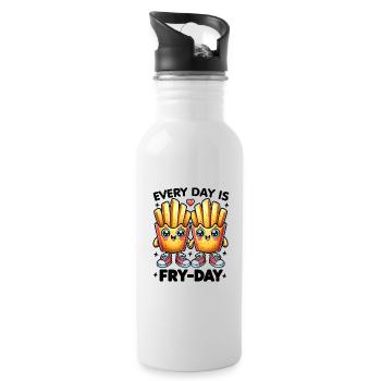Every day is French fries in love French fries - Water bottle with straw - white - Right