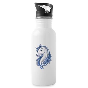 Cute Horse - Water bottle with straw - white - Right
