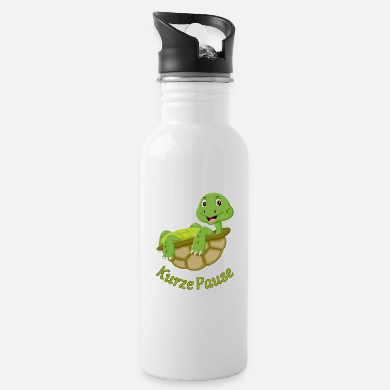 Niedlicher Schildkröten Cartoon Druck Pause - Trinkflasche mit integriertem Trinkhalm - Weiß