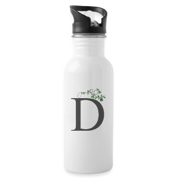 D with shamrocks - Water bottle with straw - white - Right