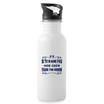 si tu n'aimes mon chien passe ton chemin - Gourde avec paille intégrée - blanc - Droite