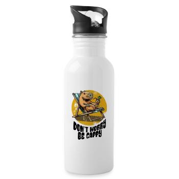 Don't worry be Cappy - Capybara - Urlaub - Trinkflasche mit integriertem Trinkhalm - Weiß - Rechts