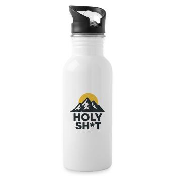 Gipfelsonne und Berge Holy Sh*T - Trinkflasche mit integriertem Trinkhalm - Weiß - Rechts