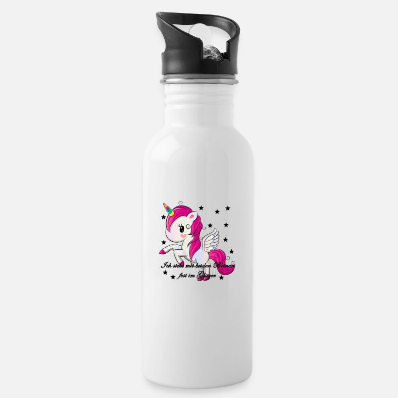 unicorn - Trinkflasche mit integriertem Trinkhalm - Weiß