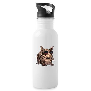 Gürteltier Cool Comic - Trinkflasche mit integriertem Trinkhalm - Weiß - Rechts