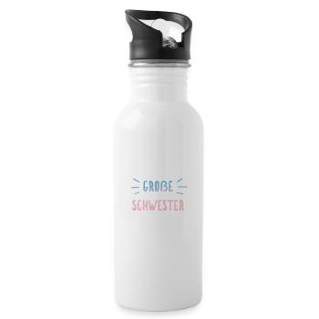 Geschenkidee für die große Schwester - Trinkflasche mit integriertem Trinkhalm - Weiß - Rechts