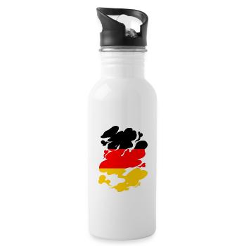 Deutschland Flagge Deutsche Fahne Used Look Heimat - Trinkflasche mit integriertem Trinkhalm - Weiß - Rechts