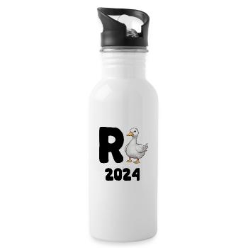 R Ente 2024 - Rente 2024 Ente Rentner Ruhestand - Trinkflasche mit integriertem Trinkhalm - Weiß - Rechts