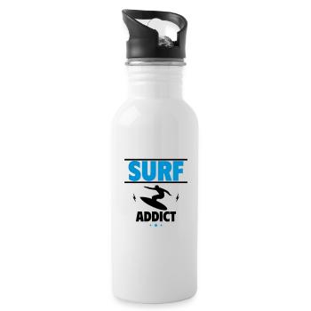 Surf-Süchtiger Perfekt für Surfer und Spaß! - Trinkflasche mit integriertem Trinkhalm - Weiß - Rechts