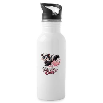 Still Farting Cute Stinktier Liebe Valentinstag  - Trinkflasche mit integriertem Trinkhalm - Weiß - Rechts