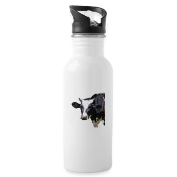 Drôle d’agriculteurs de têtes de vache de vache - Gourde avec paille intégrée - blanc - Droite