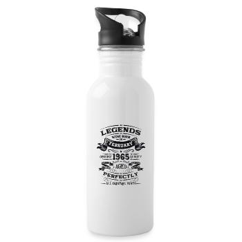 60th Birthday Gift Man Legend February 1965 - Water bottle with straw - white - Right