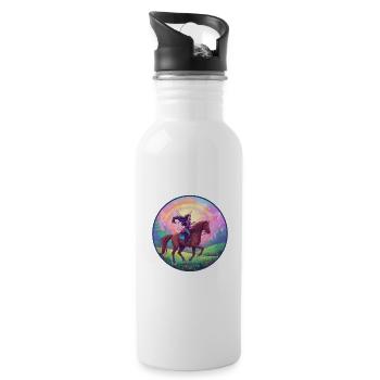 Fantasievolle Fee auf Pferd - Trinkflasche mit integriertem Trinkhalm - Weiß - Rechts
