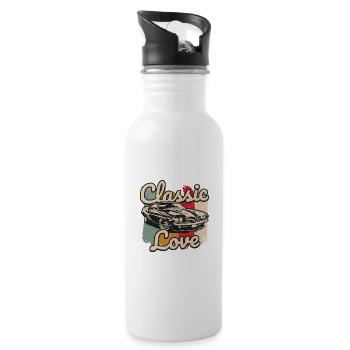 Classic Love Car - Water bottle with straw - white - Right