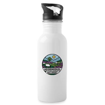 Lüneburger Heide Heidemodus Aktiviert  - Trinkflasche mit integriertem Trinkhalm - Weiß - Rechts