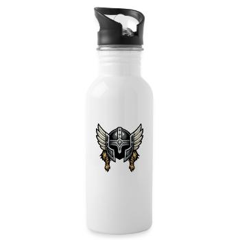 Valkyrie Helm mit Flügeln - Trinkflasche mit integriertem Trinkhalm - Weiß - Rechts