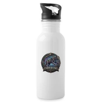 Cyber-Wildnis Panther - Trinkflasche mit integriertem Trinkhalm - Weiß - Rechts