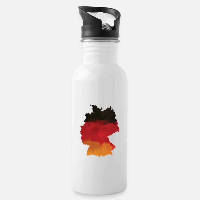 Deutschland - Trinkflasche mit integriertem Trinkhalm - Weiß
