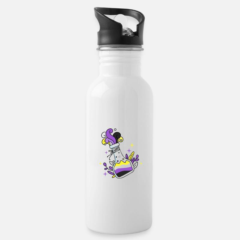 Nonbinary Pride Magic Potion Nonbinary Pride - Water bottle with straw - white