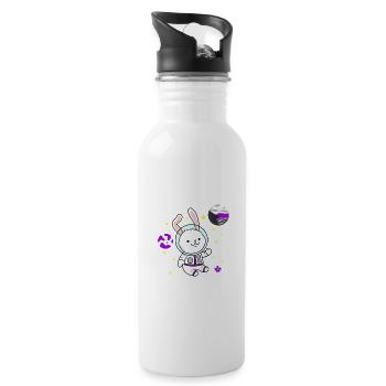 Demisexueller Hase im All Demisexual Pride - Trinkflasche mit integriertem Trinkhalm - Weiß - Rechts
