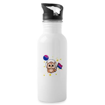 Hibou Dans l’espace Bisexual Pride - Gourde avec paille intégrée - blanc - Droite
