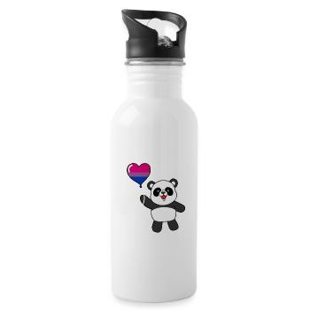 Panda Bisexual Pride Heart Balloon - Water bottle with straw - white - Right