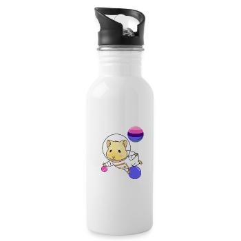 Meerschweinchen Raumfahrt Omnisexual Pride - Trinkflasche mit integriertem Trinkhalm - Weiß - Rechts