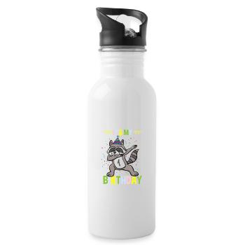 Its My 1st Birthday Waschbär - Trinkflasche mit integriertem Trinkhalm - Weiß - Rechts