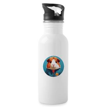 Cute guinea pig with outdoor jacket - Water bottle with straw - white - Right