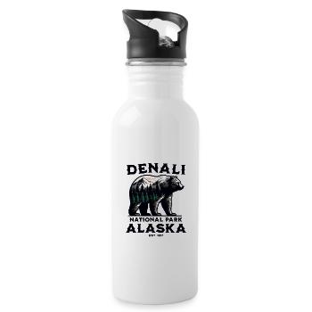 Denali Forever National Park Mt McKinley Alaska - Water bottle with straw - white - Right