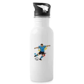Kicker in a splash of color soccer player - Water bottle with straw - white - Right