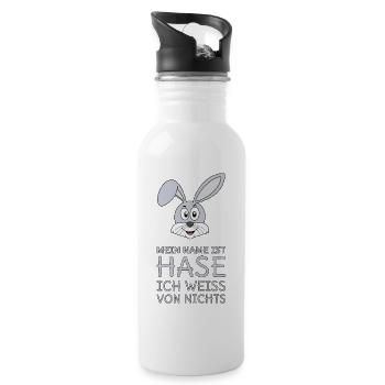 Hase Spruch Mein Name ist Hase Ich weiß von nichts - Trinkflasche mit integriertem Trinkhalm - Weiß - Rechts