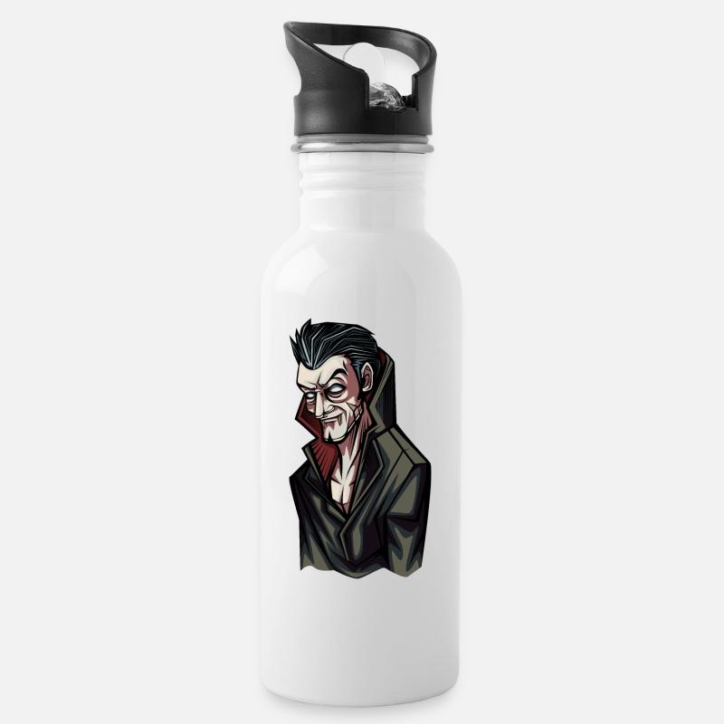 Dracula - Trinkflasche mit integriertem Trinkhalm - Weiß
