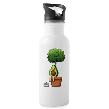 Avocado auf einer Pflanze mit einer Kerze - Trinkflasche mit integriertem Trinkhalm - Weiß - Rechts